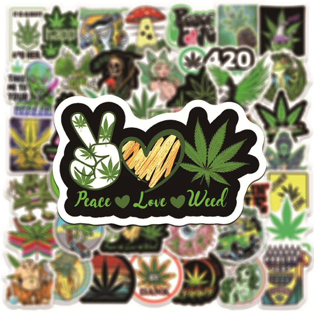 10/30/50PCS New Leaves Weed Smoking Stickers