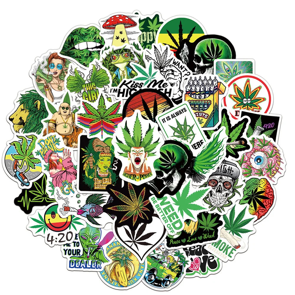 10/30/50PCS New Leaves Weed Smoking Stickers