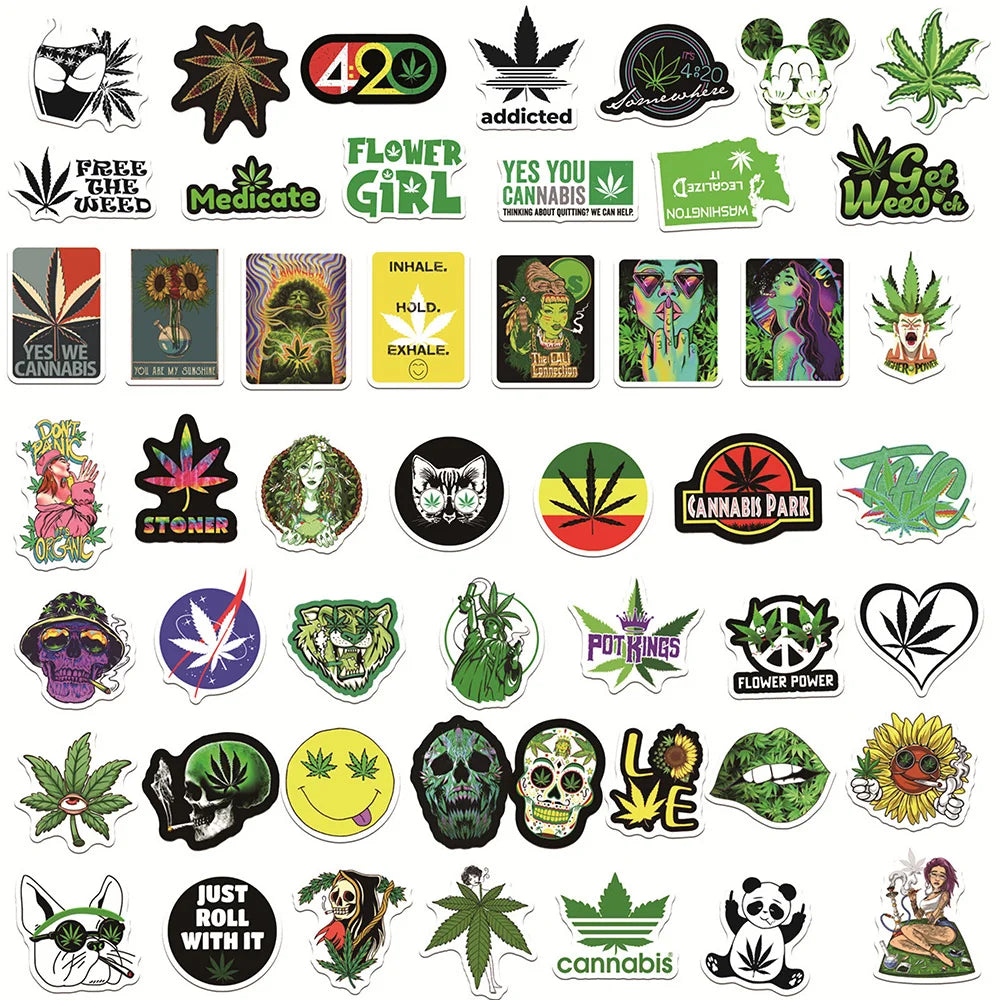 10/30/50PCS New Leaves Weed Smoking Stickers