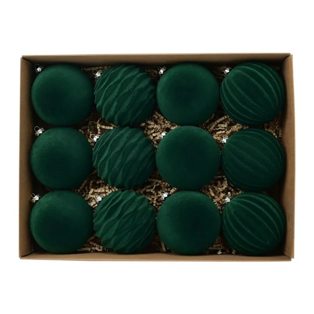 12Pcs/Box 8cm Christmas Velvet Ball Ornament