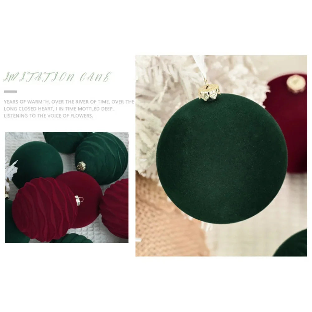 12Pcs/Box 8cm Christmas Velvet Ball Ornament