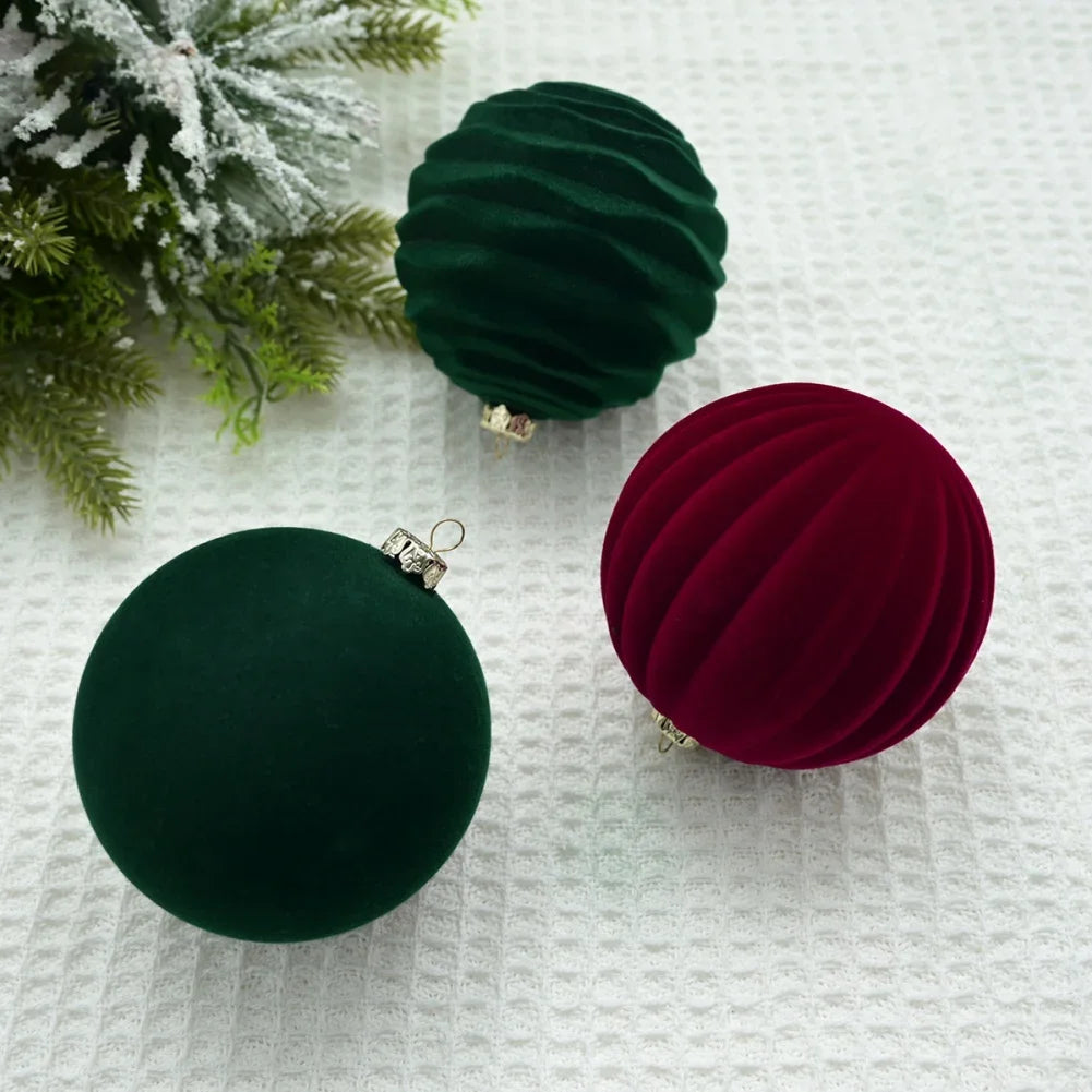 12Pcs/Box 8cm Christmas Velvet Ball Ornament