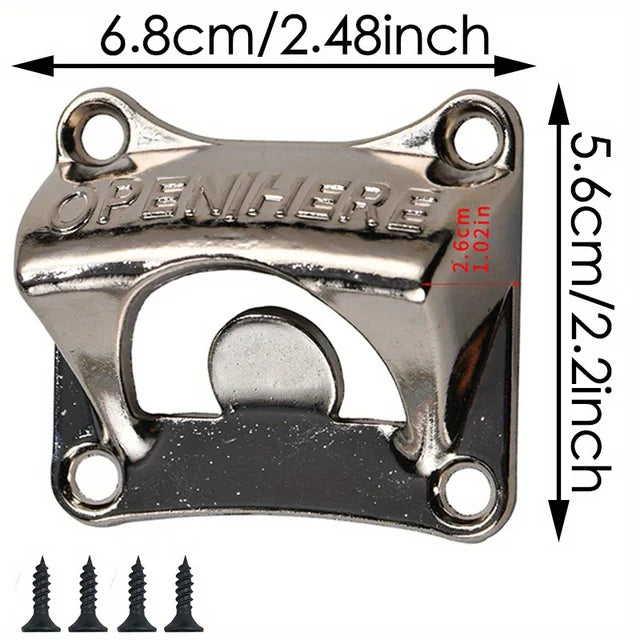 1pc Wall Mounted Metal Bottle Opener