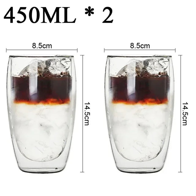 2-18PCS Double Wall High Borosilicate Glass Mugs