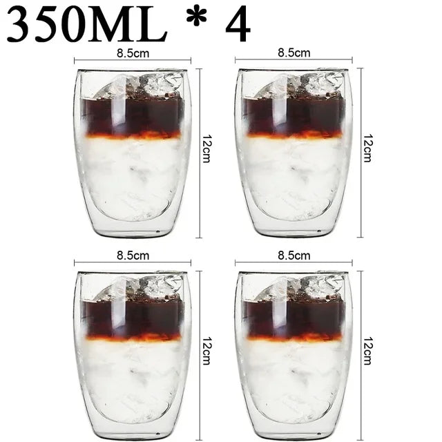 2-18PCS Double Wall High Borosilicate Glass Mugs