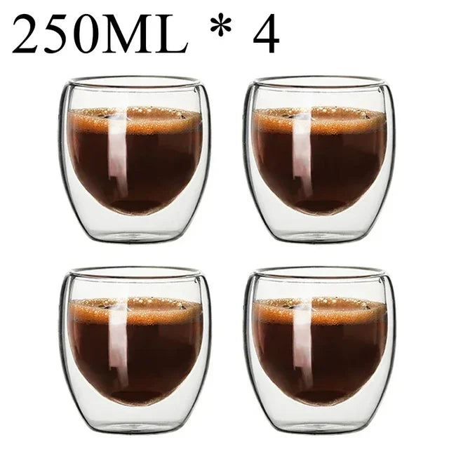 2-18PCS Double Wall High Borosilicate Glass Mugs