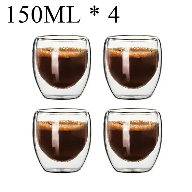 2-18PCS Double Wall High Borosilicate Glass Mugs