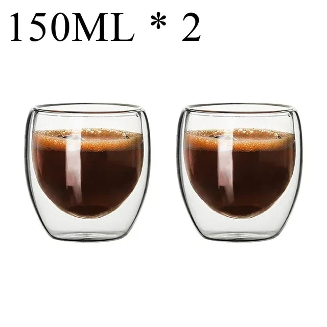 2-18PCS Double Wall High Borosilicate Glass Mugs