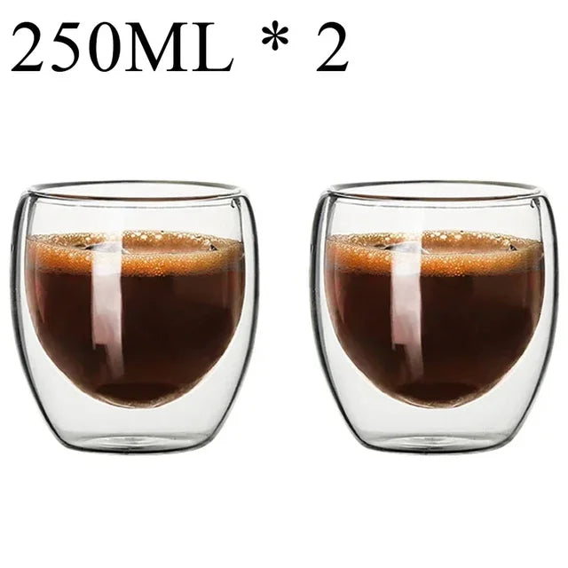 2-18PCS Double Wall High Borosilicate Glass Mugs