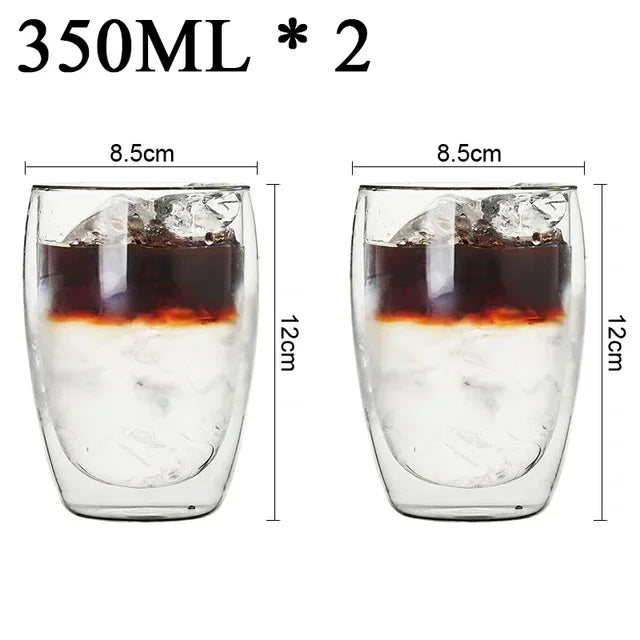 2-18PCS Double Wall High Borosilicate Glass Mugs