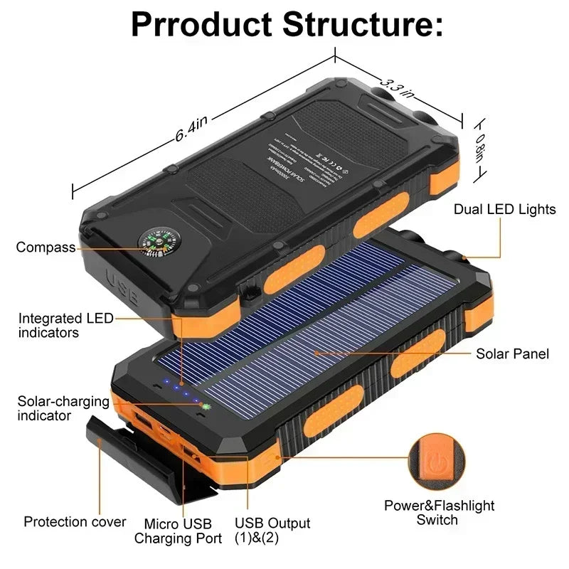 20000mAh Solar Outdoor Camping Power Bank