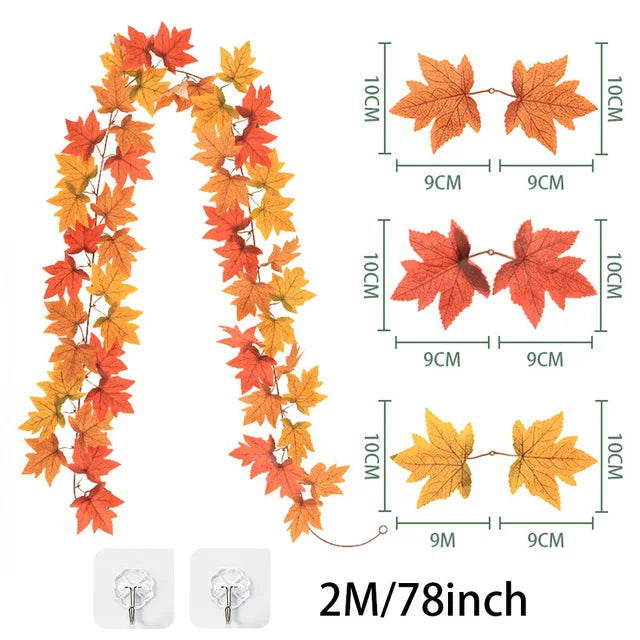 200cm Artificial Fall Maple Leaf Decor