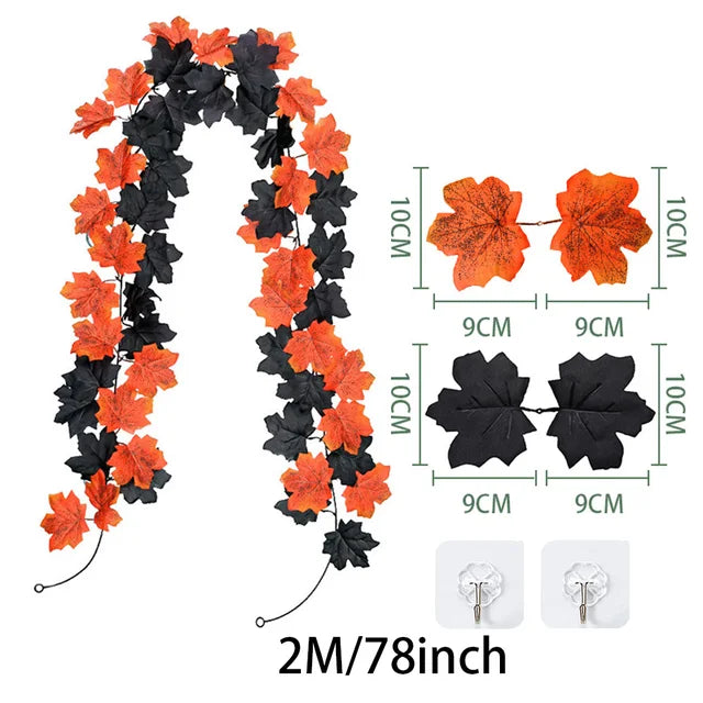 200cm Artificial Fall Maple Leaf Decor