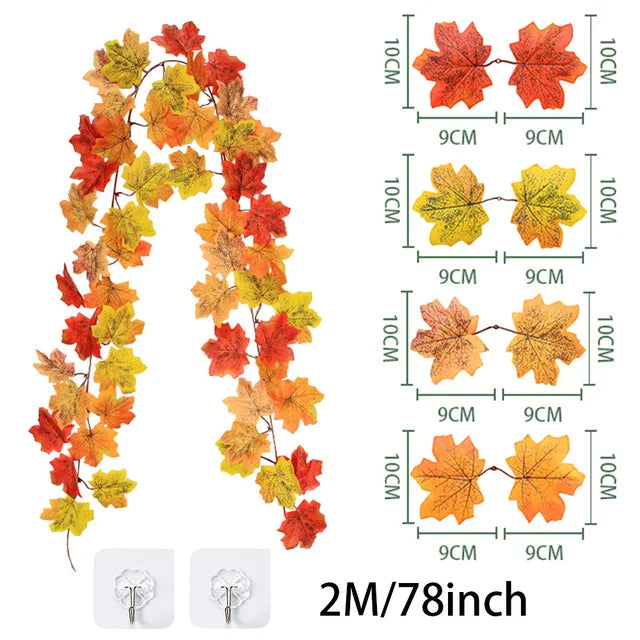 200cm Artificial Fall Maple Leaf Decor