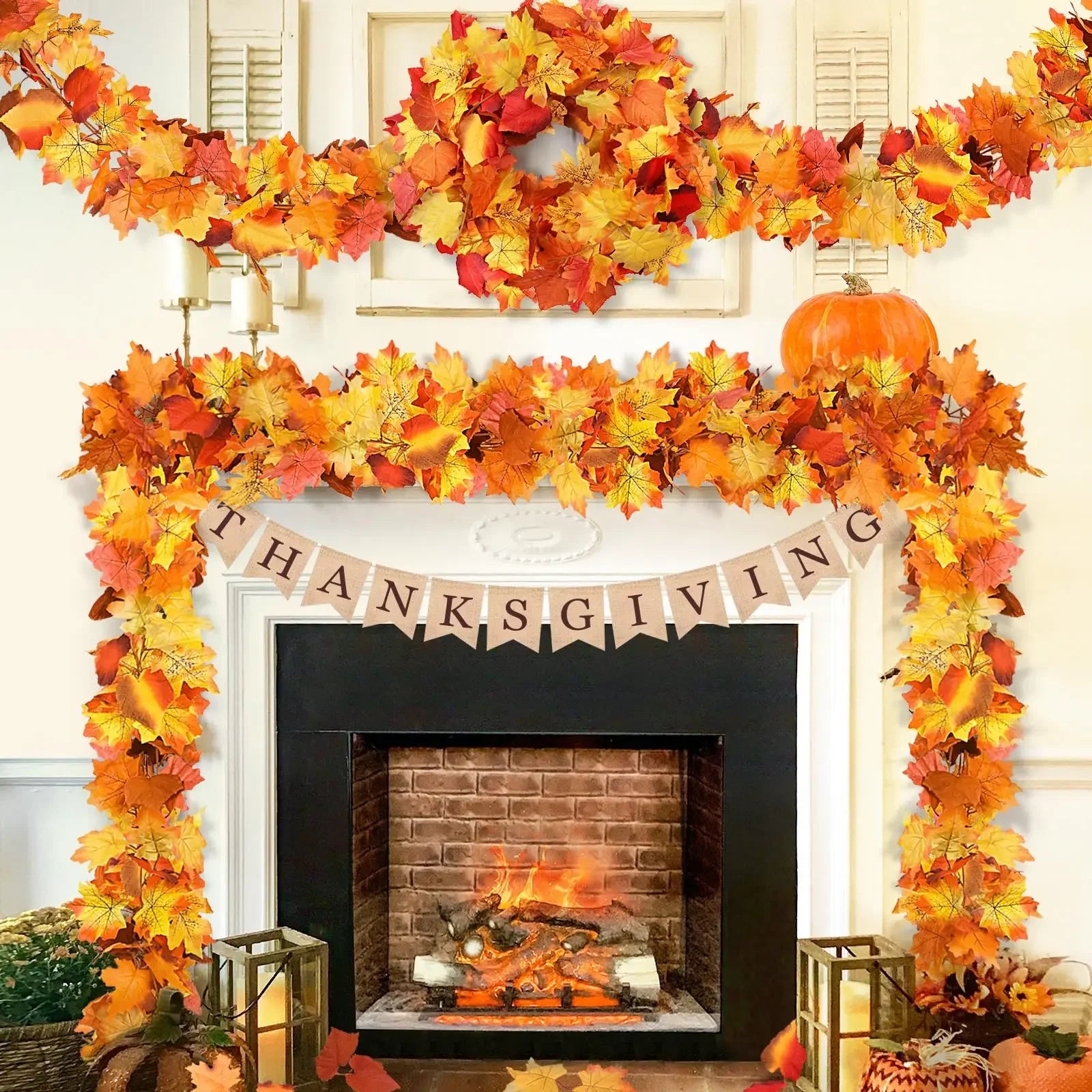 200cm Artificial Fall Maple Leaf Decor