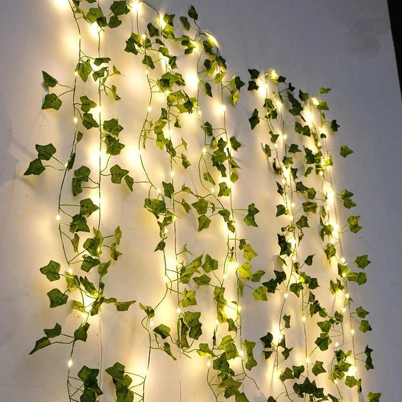 2M Green Leaf String Lights (Artificial Ivy Vine)