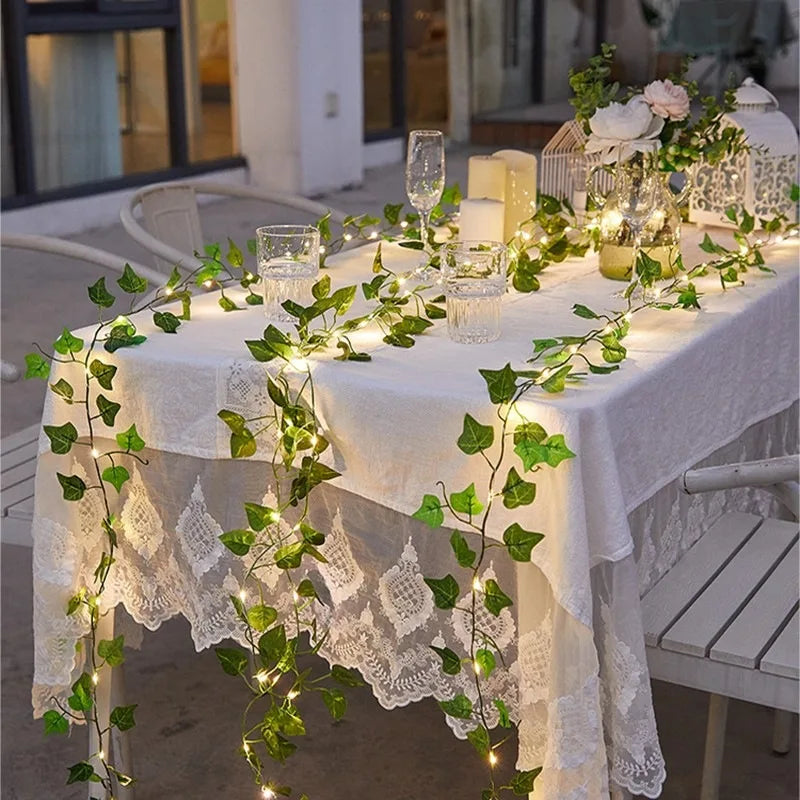 2M Green Leaf String Lights (Artificial Ivy Vine)