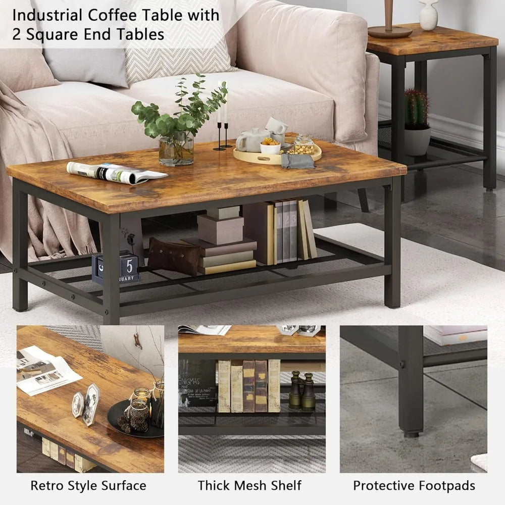 3 Pieces Modern Living Coffee Table Set