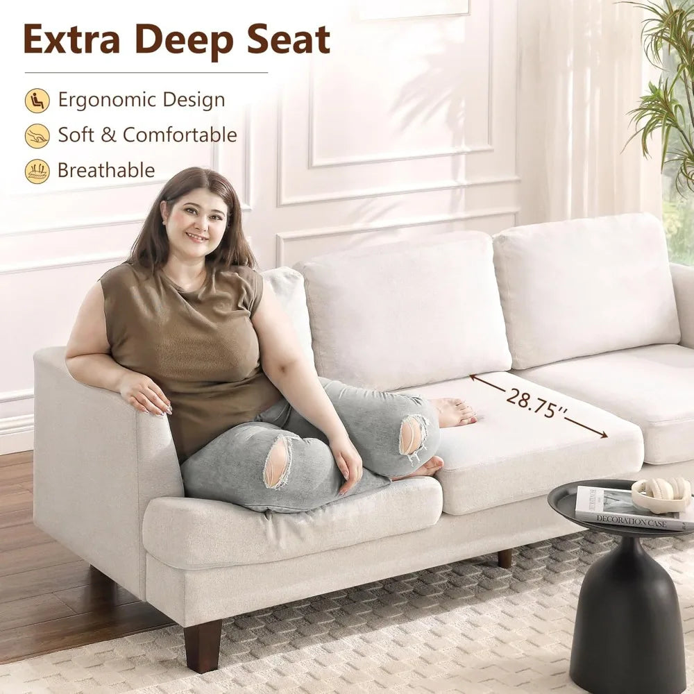 3 Seater Sofa Couch with Deep Seats, 89"