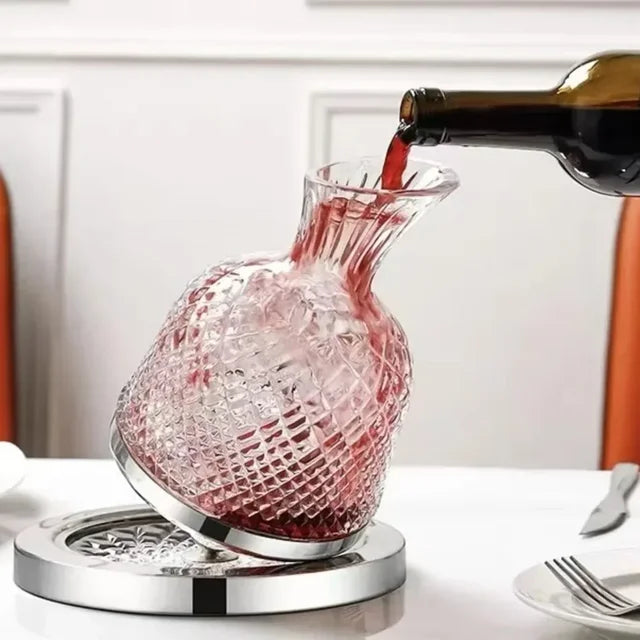 360 Rotating Wine Decanter Tumbler Glass Set