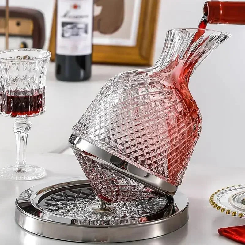 360 Rotating Wine Decanter Tumbler Glass Set