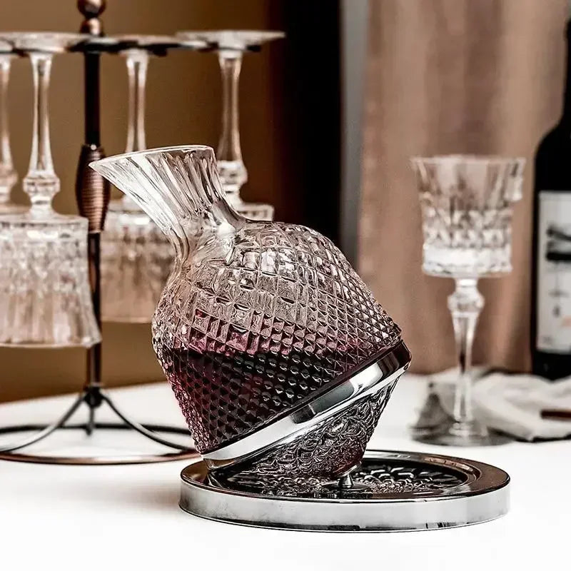 360 Rotating Wine Decanter Tumbler Glass Set