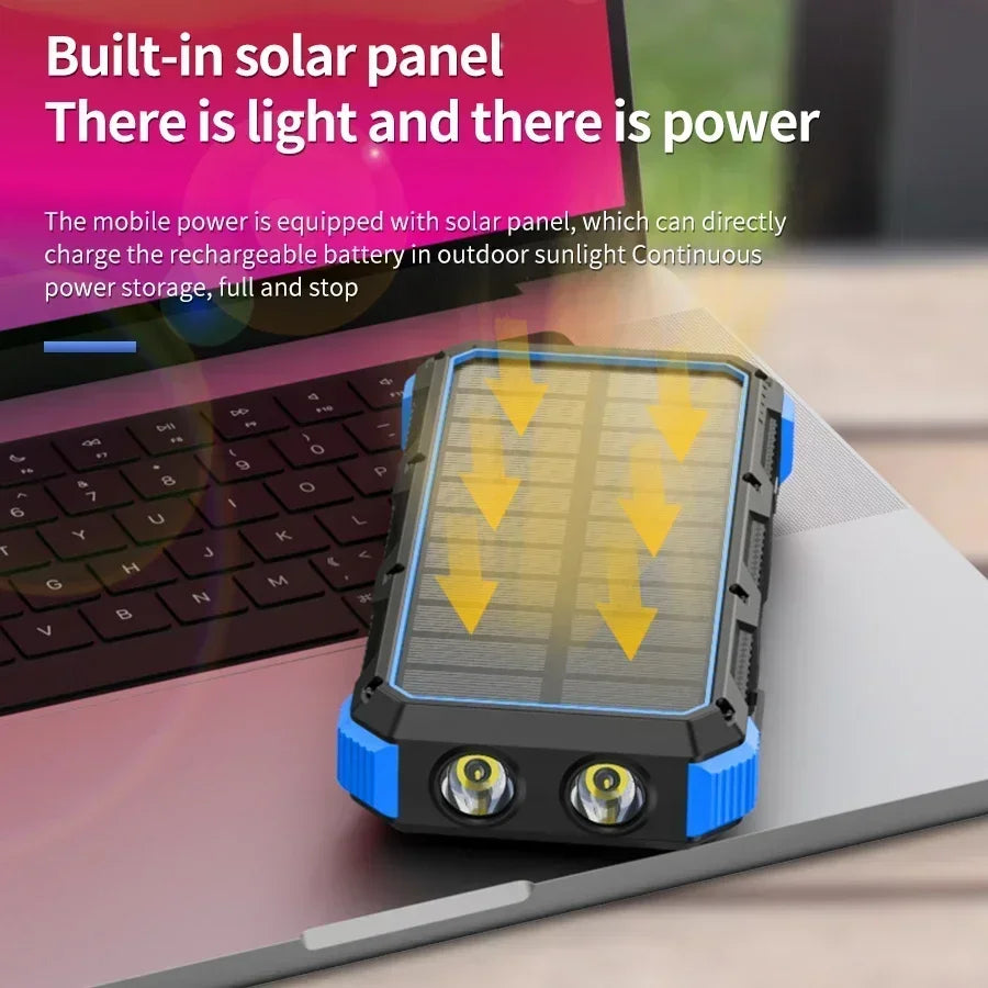 36800mAh Solar Power Bank Qi Wireless