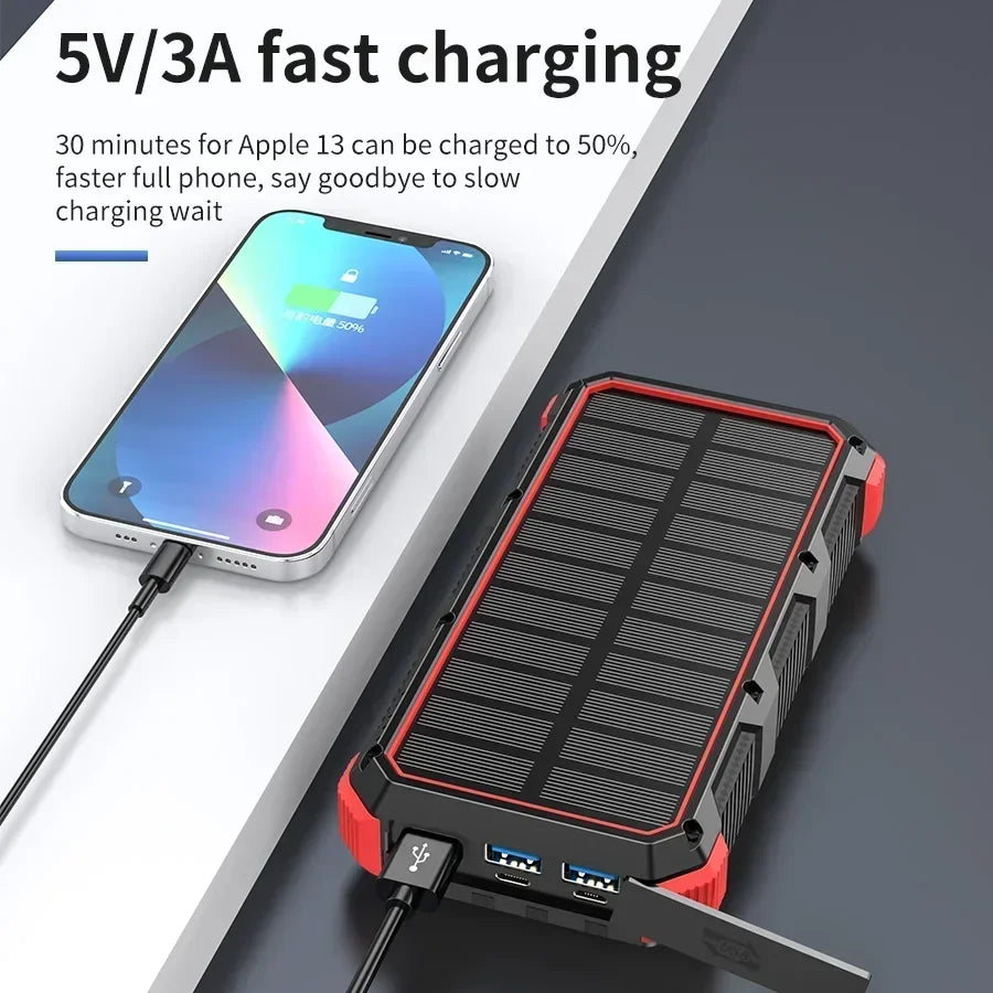 36800mAh Solar Power Bank Qi Wireless