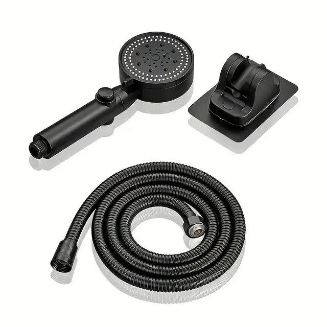 3pcs High Power Adjustable Black Shower Head