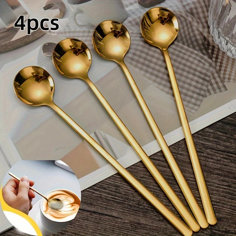 4Pcs Long Handle Coffee Spoon