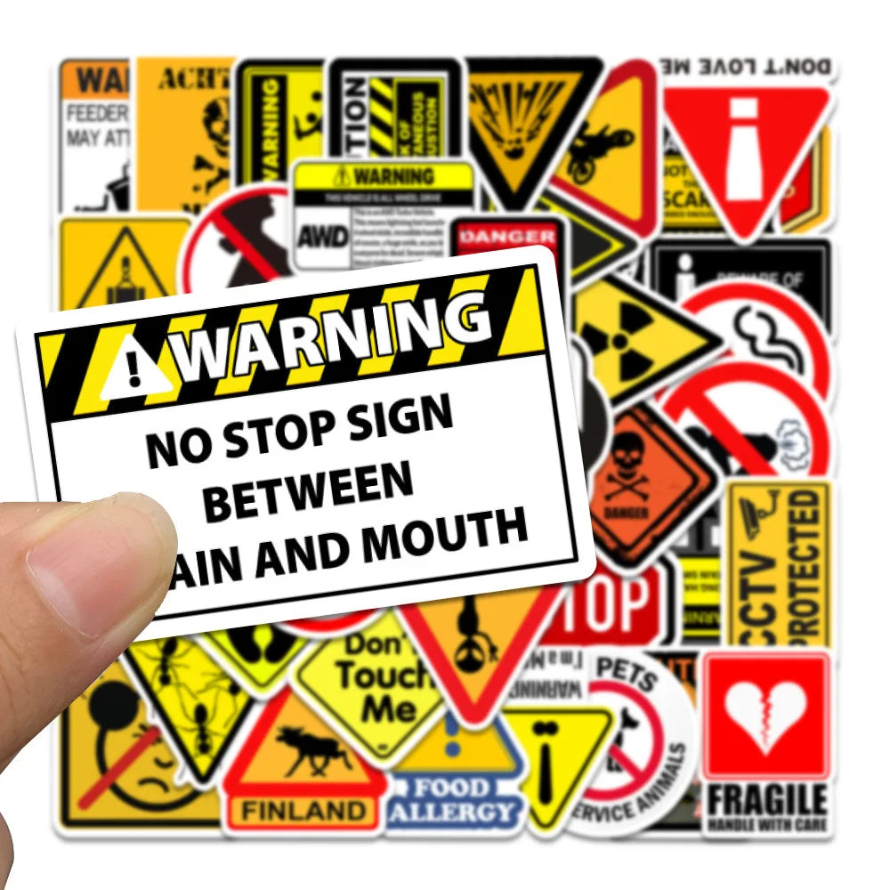 50PCS Fun Warning Stickers