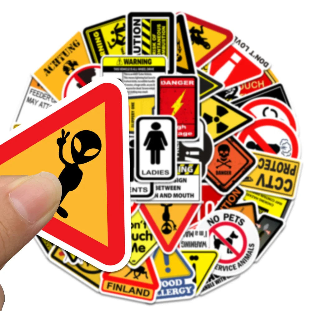 50PCS Fun Warning Stickers