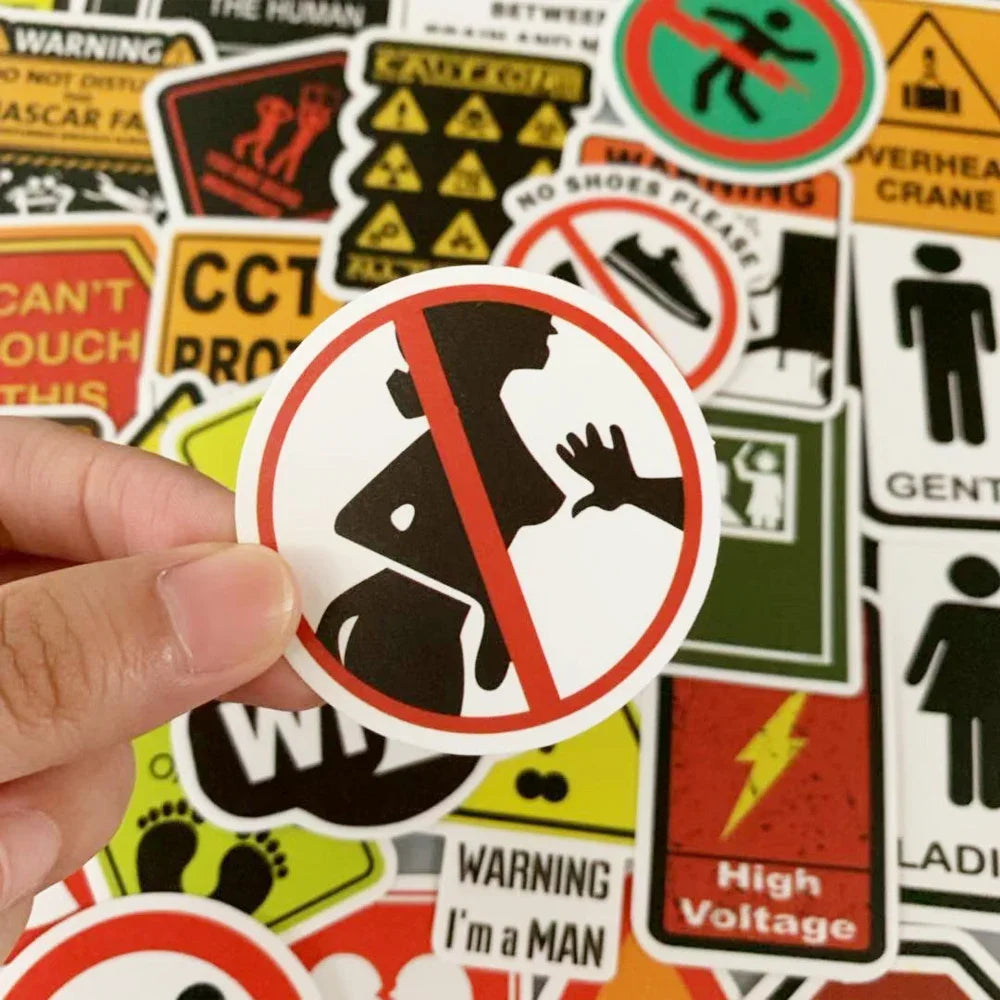 50PCS Fun Warning Stickers