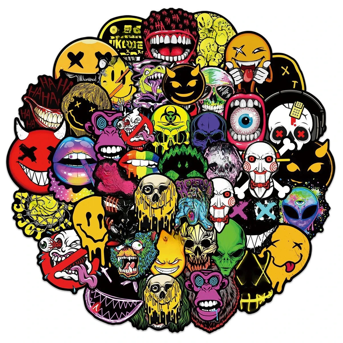 50Pcs Cool Horror Skull Stickers, Waterproof