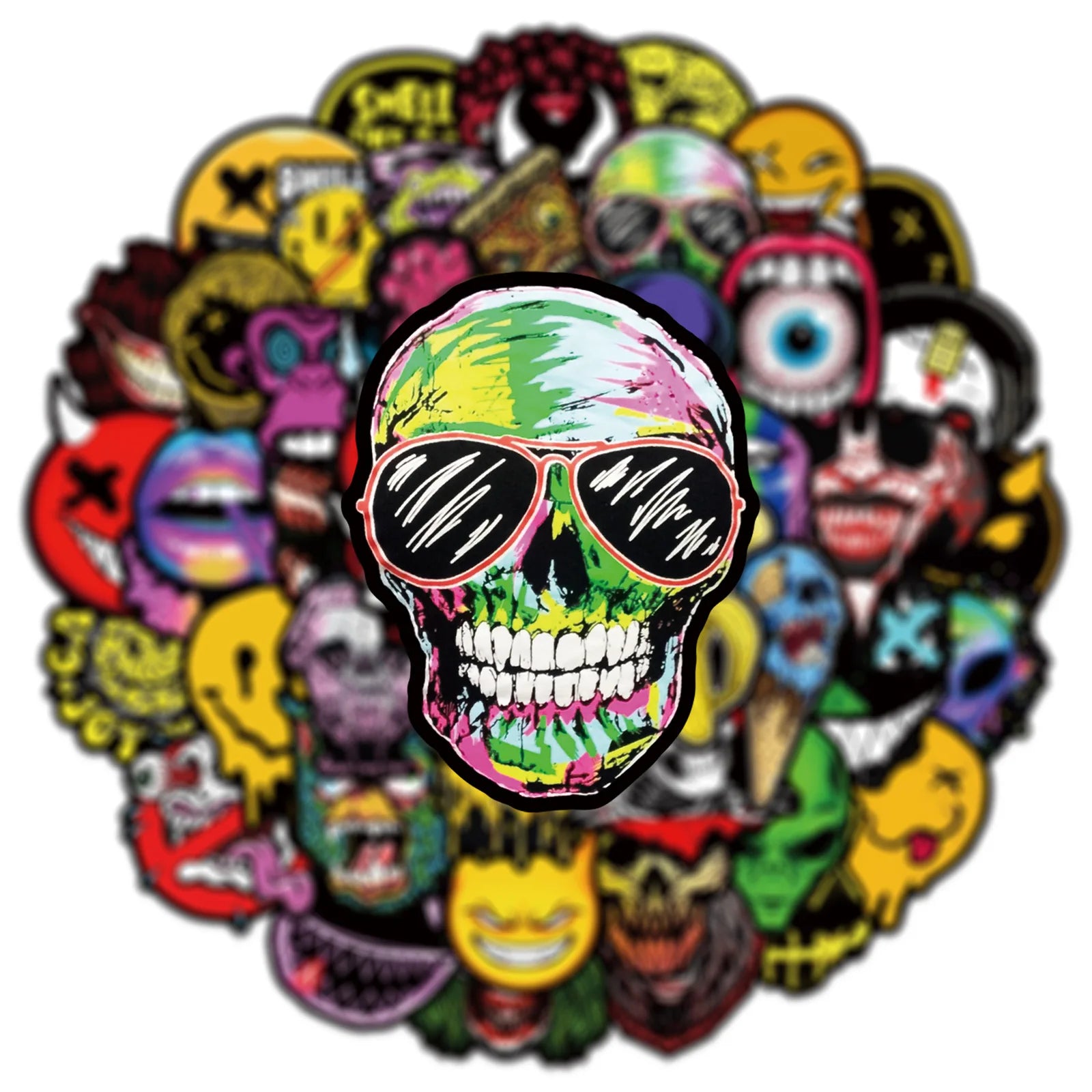 50Pcs Cool Horror Skull Stickers, Waterproof