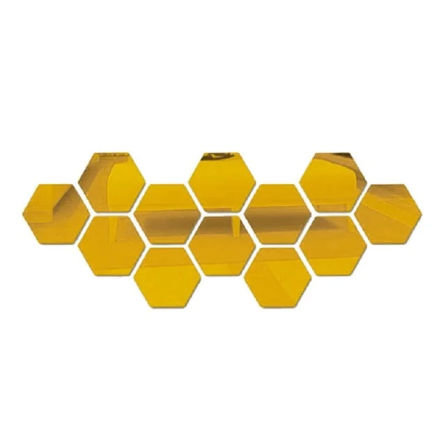 6/12pcs 3D Hexagon Mirror Wall Sticker