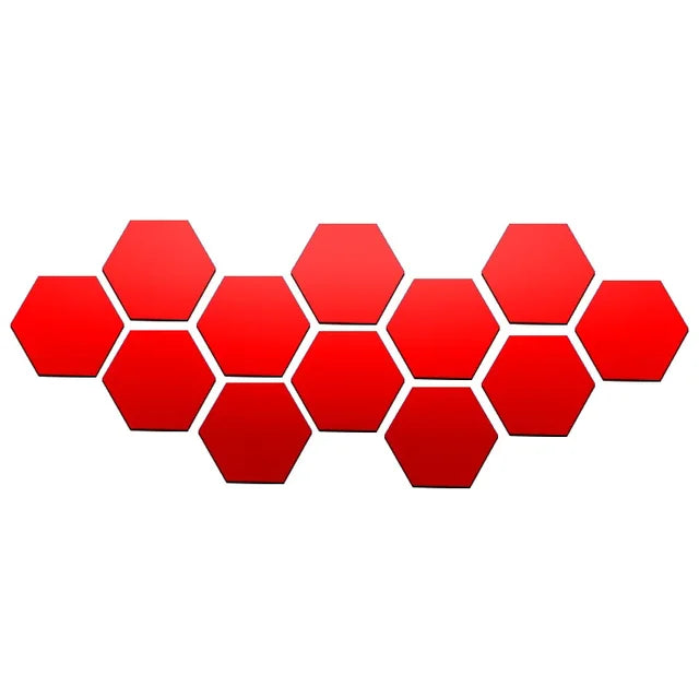 6/12pcs 3D Hexagon Mirror Wall Sticker