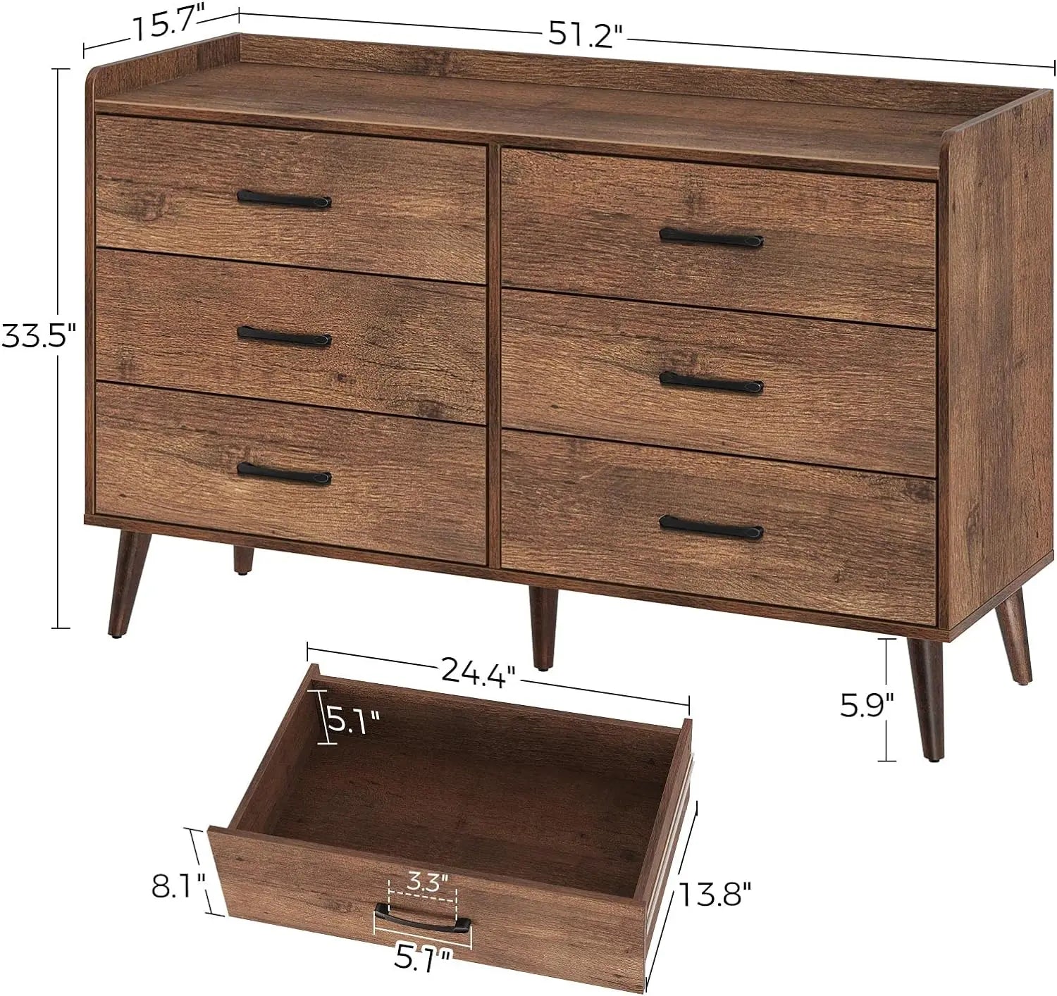 6 Drawer Storage Dresser w/4 Foldable Drawer Dividers