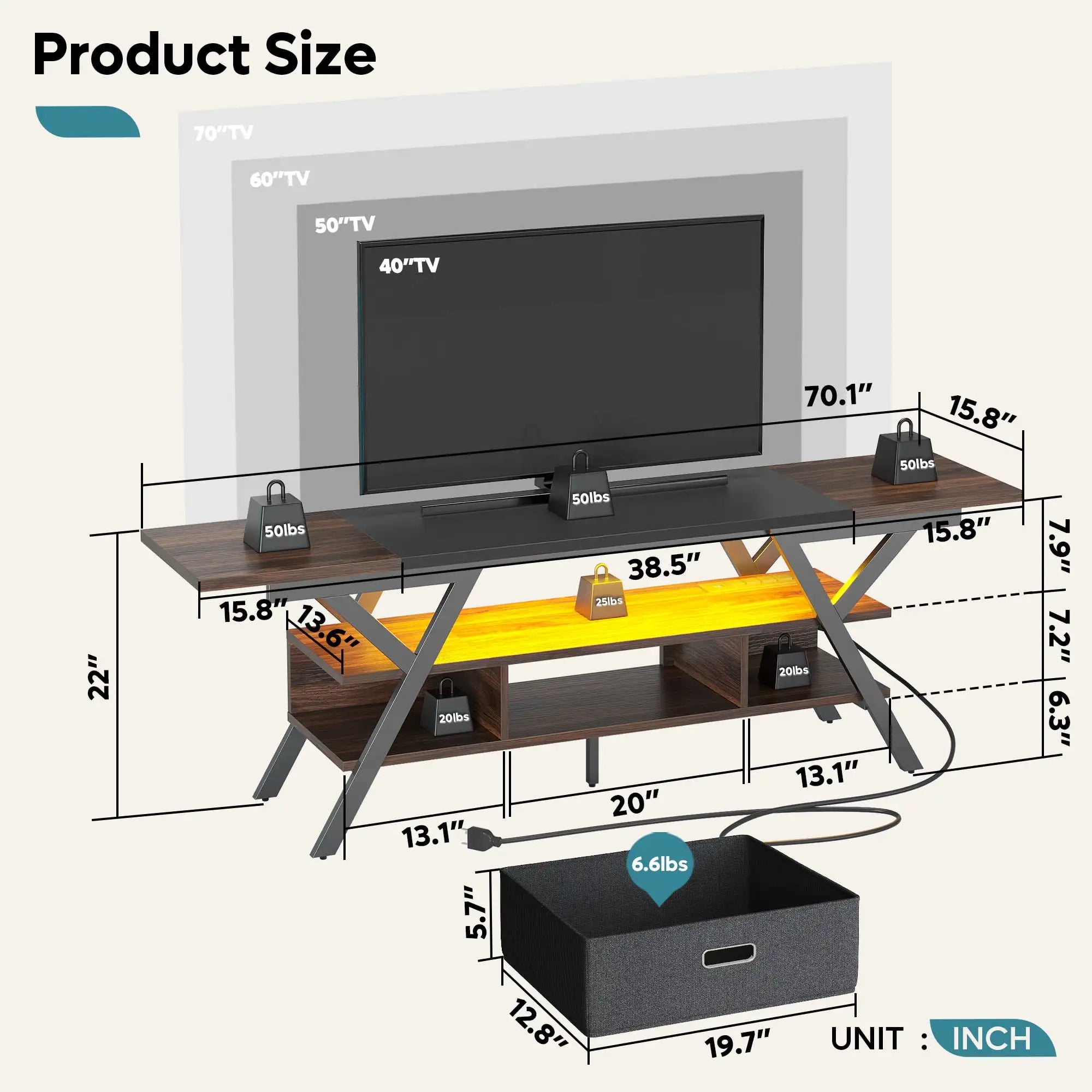 70 Inch Modern TV Stand/Console Table