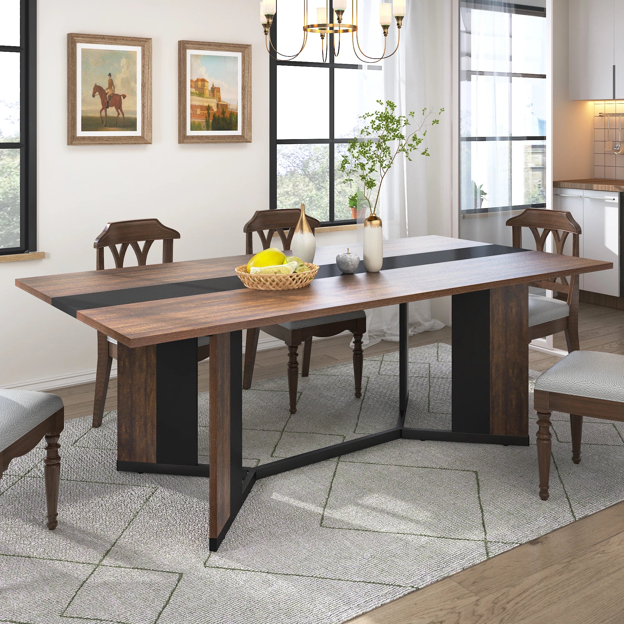 Rustic Brown Modern Kitchen Table