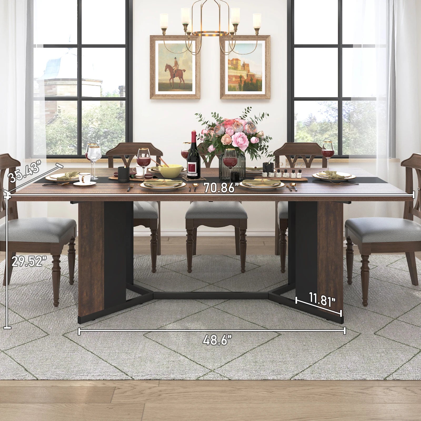 Rustic Brown Modern Kitchen Table