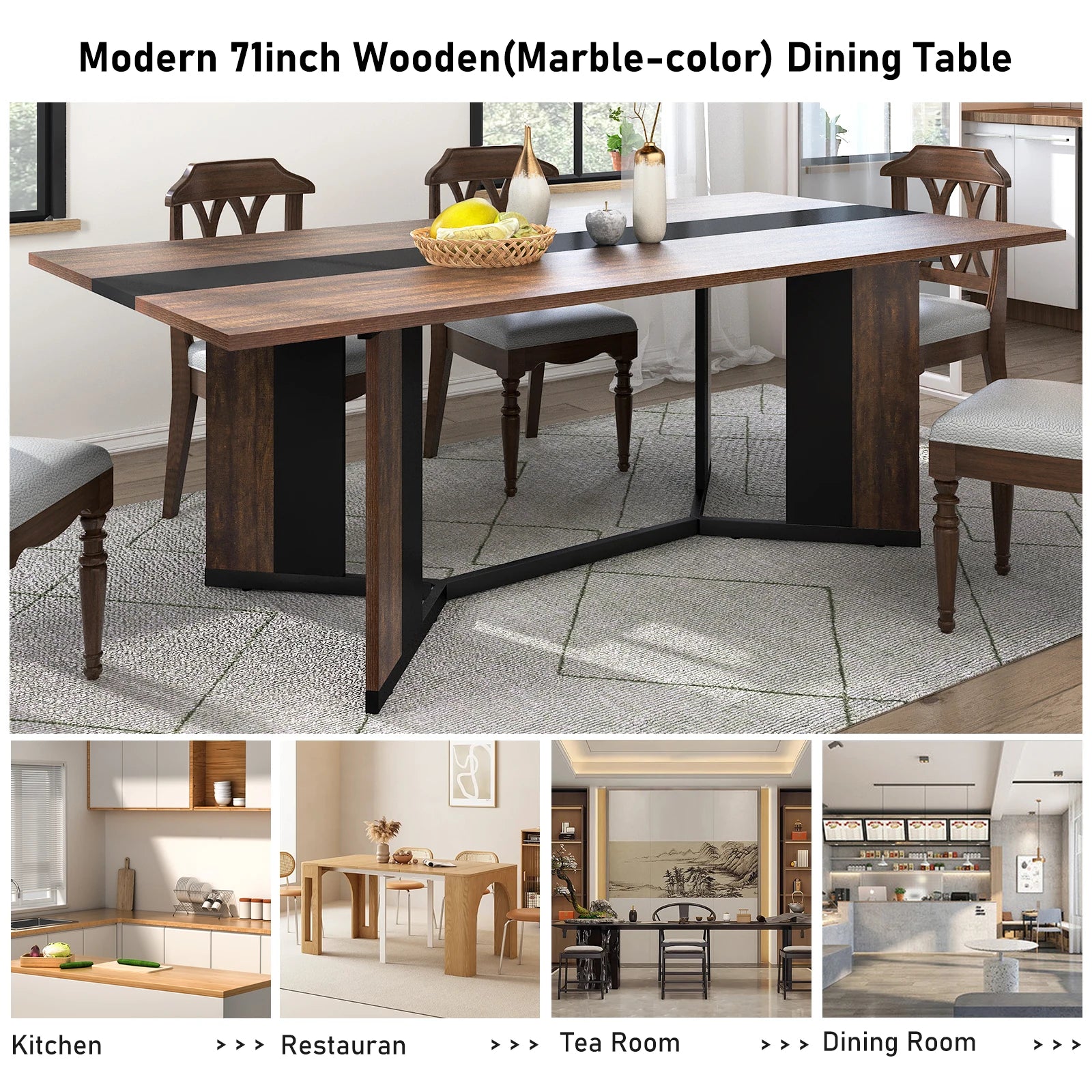 Rustic Brown Modern Kitchen Table