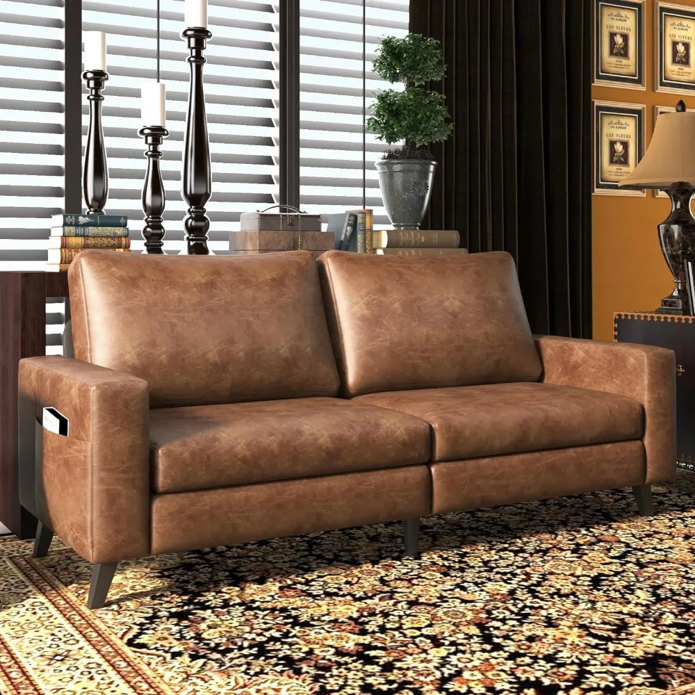 79 Inch Faux Leather Sofa Couch