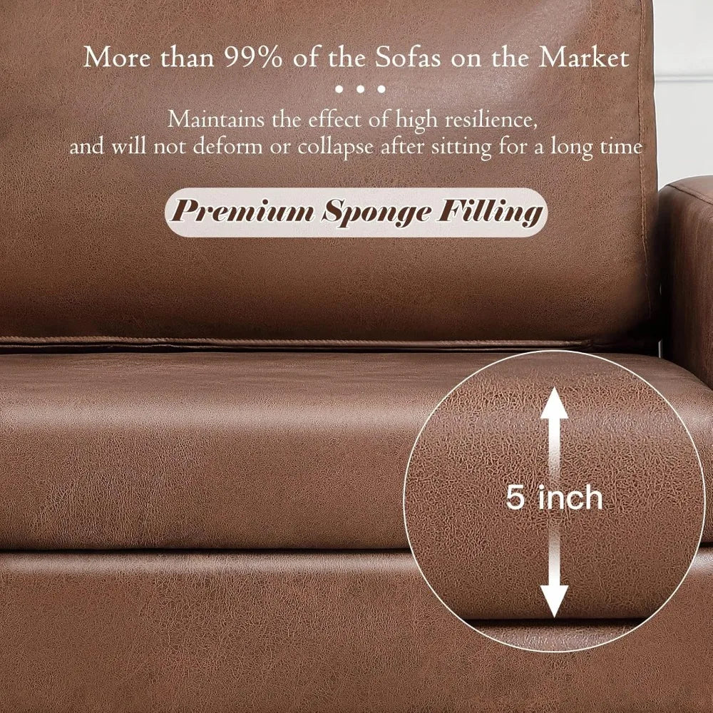 79 Inch Faux Leather Sofa Couch