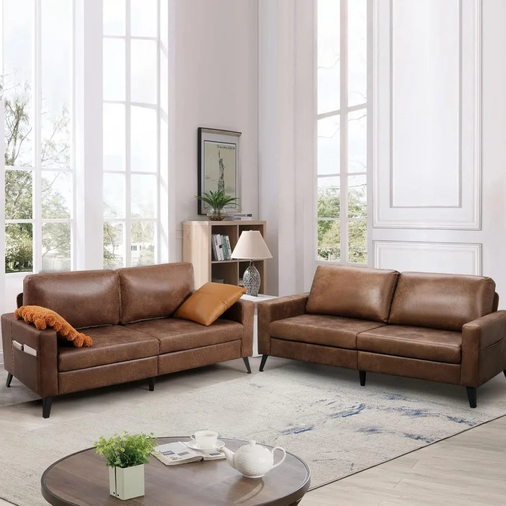 79 Inch Faux Leather Sofa Couch