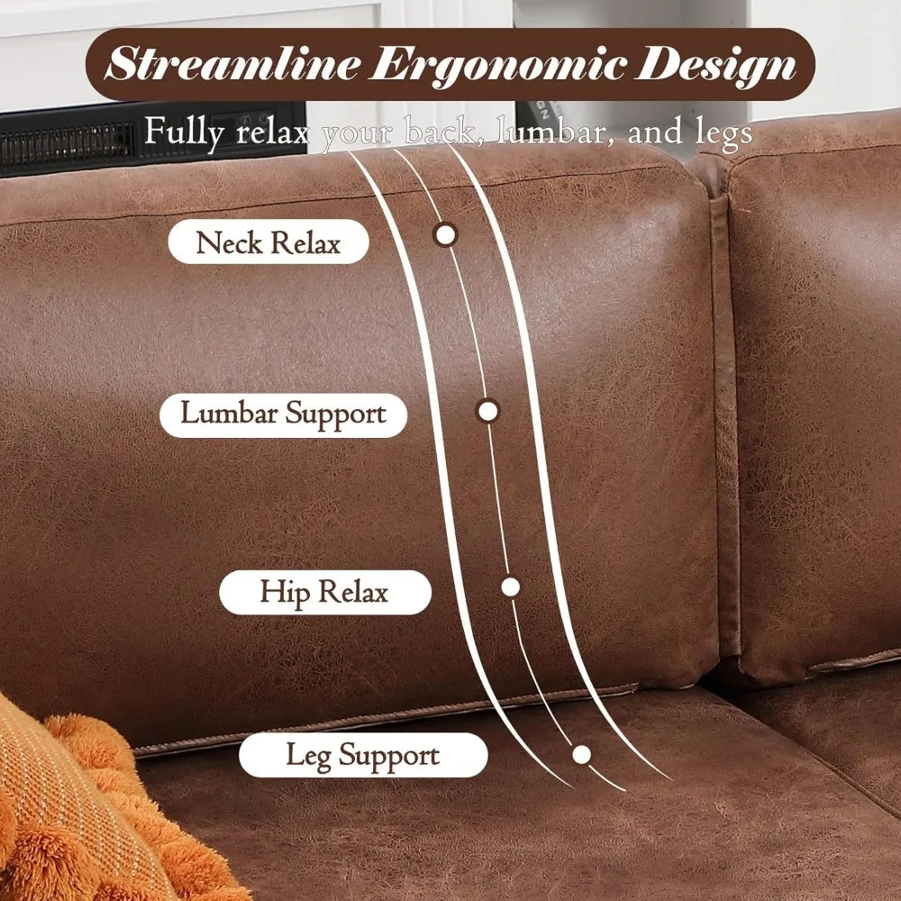 79 Inch Faux Leather Sofa Couch