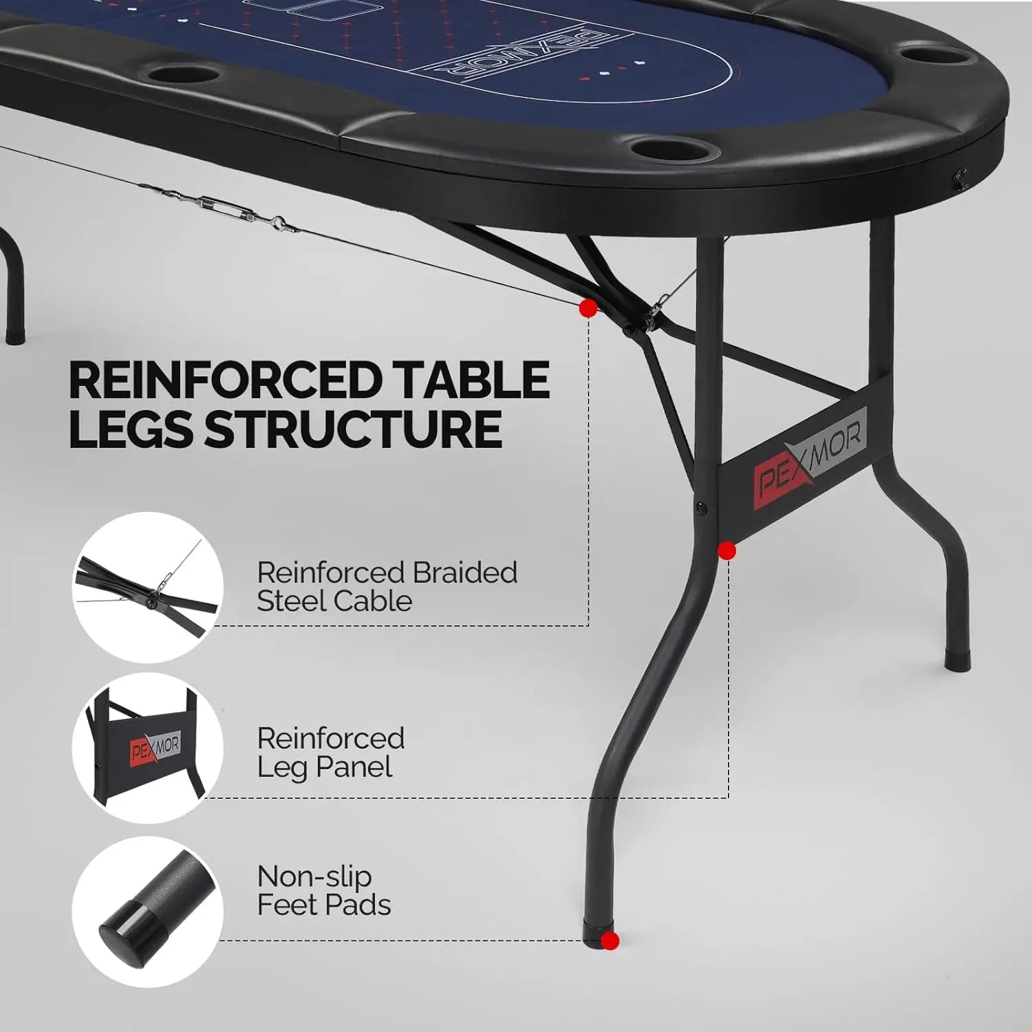 8 Player Foldable Poker Table, Blue