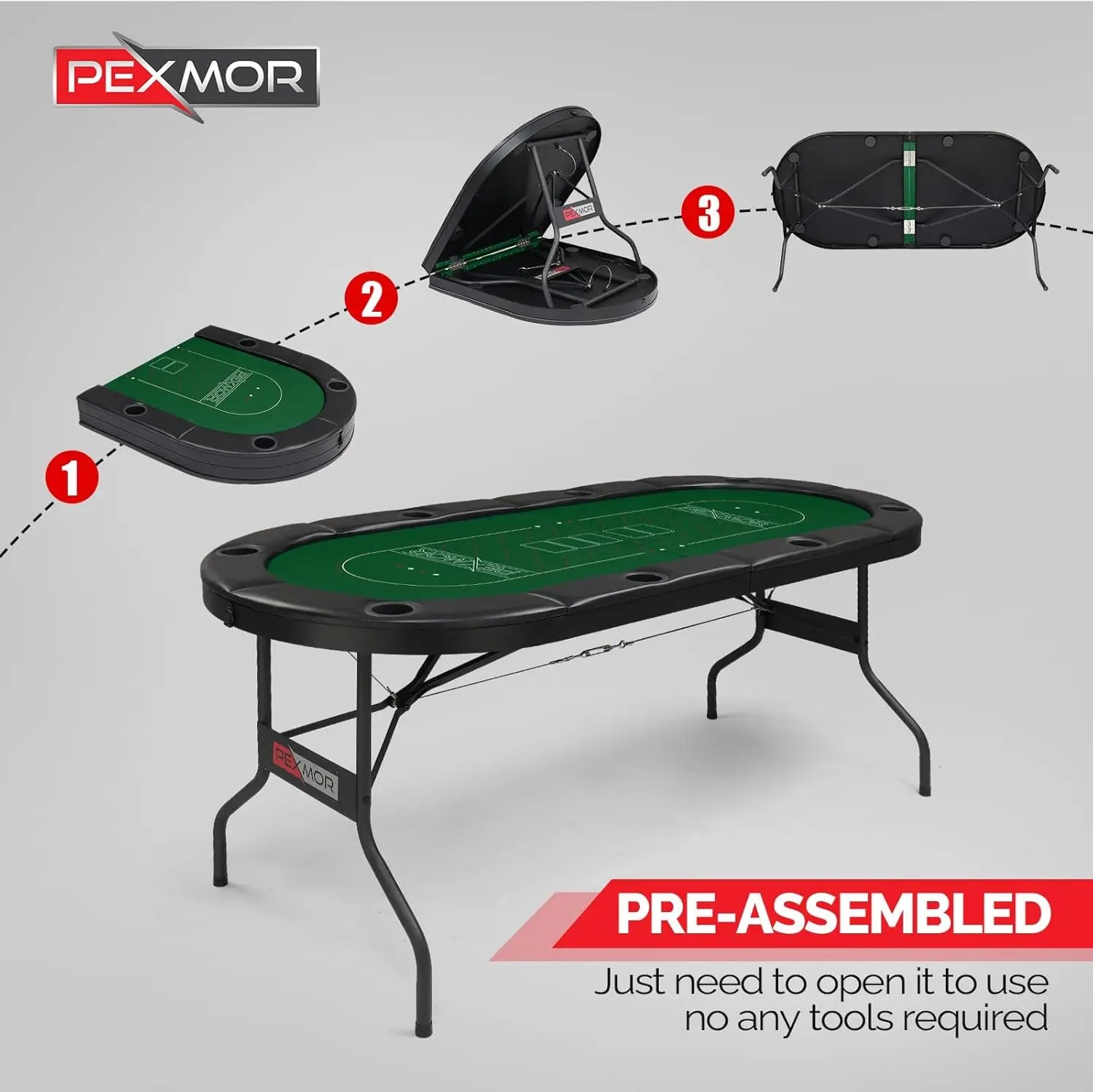 8 Player Foldable Poker Table, Green