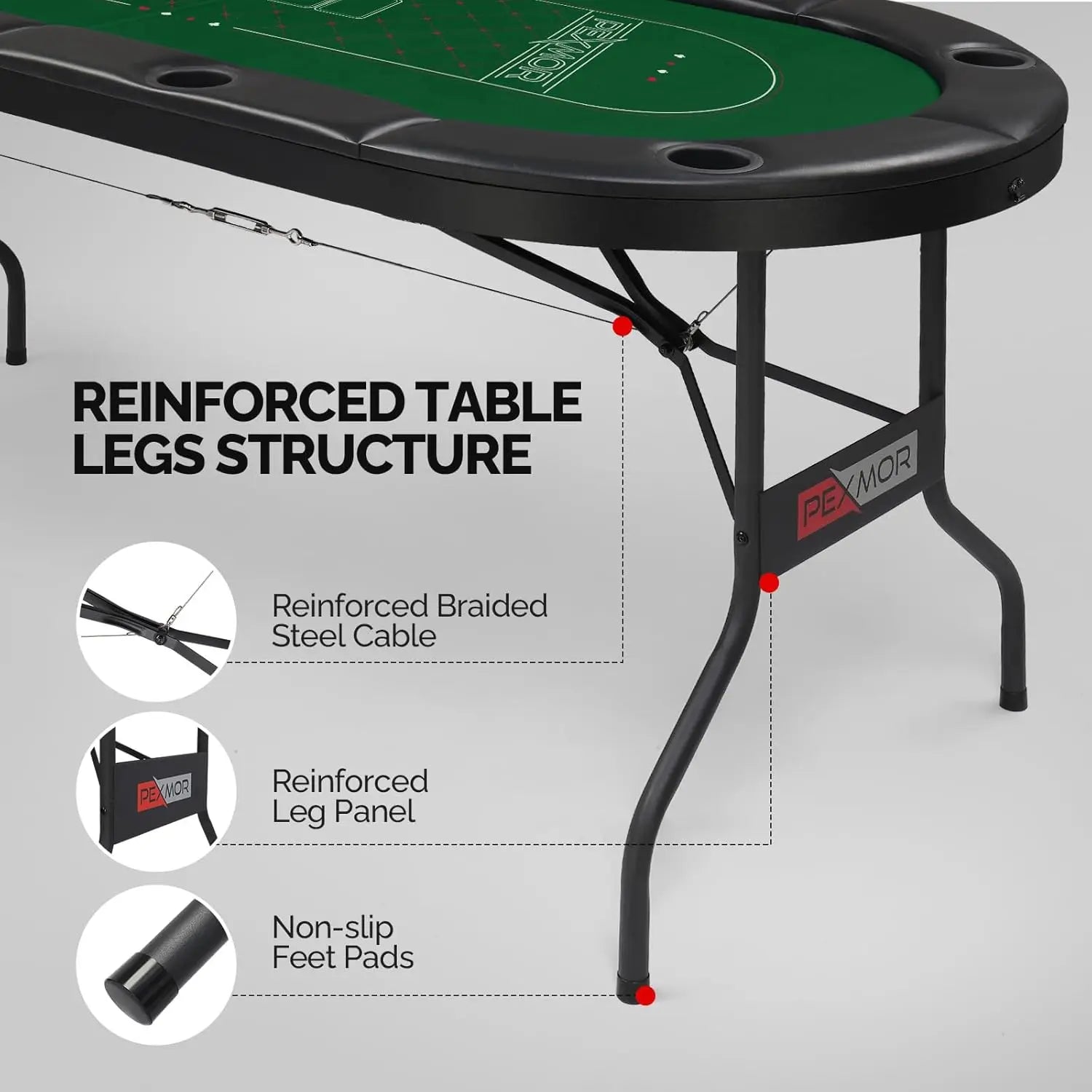 8 Player Foldable Poker Table, Green