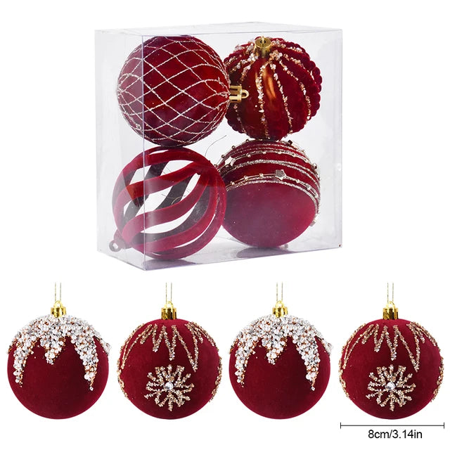 8CM Big Red Christmas Ball Ornaments